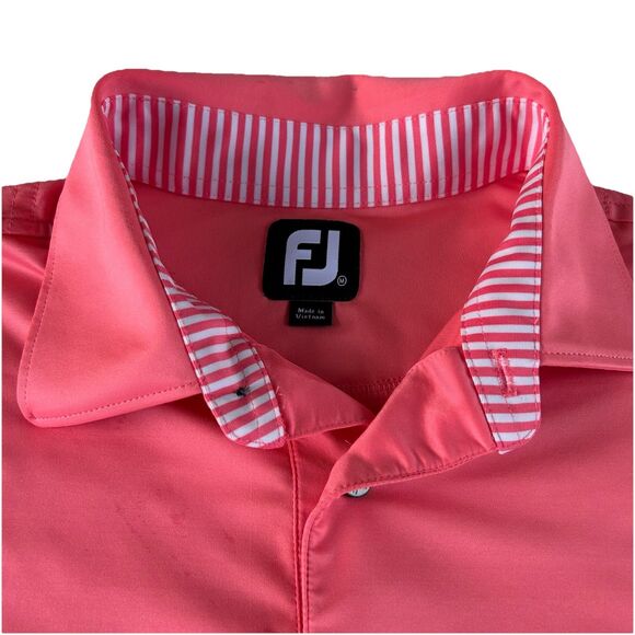 FootJoy Mens Golf Polo Shirt Solid Pink with accent Collar Size Medium - Picture 1 of 8